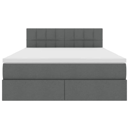 Opbergbed met matras Donkergrijs 140 x 200 cm Bewerkt hout