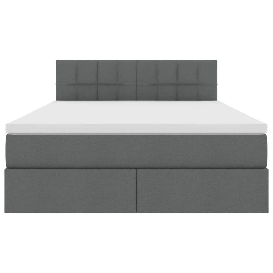 Opbergbed met matras Donkergrijs 140 x 200 cm Bewerkt hout