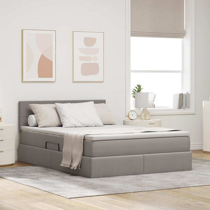 Opbergbed met matras met matras Taupe 140 x 200 cm Bewerkt hout
