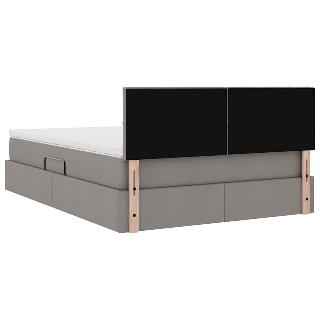 Opbergbed met matras met matras Taupe 140 x 200 cm Bewerkt hout