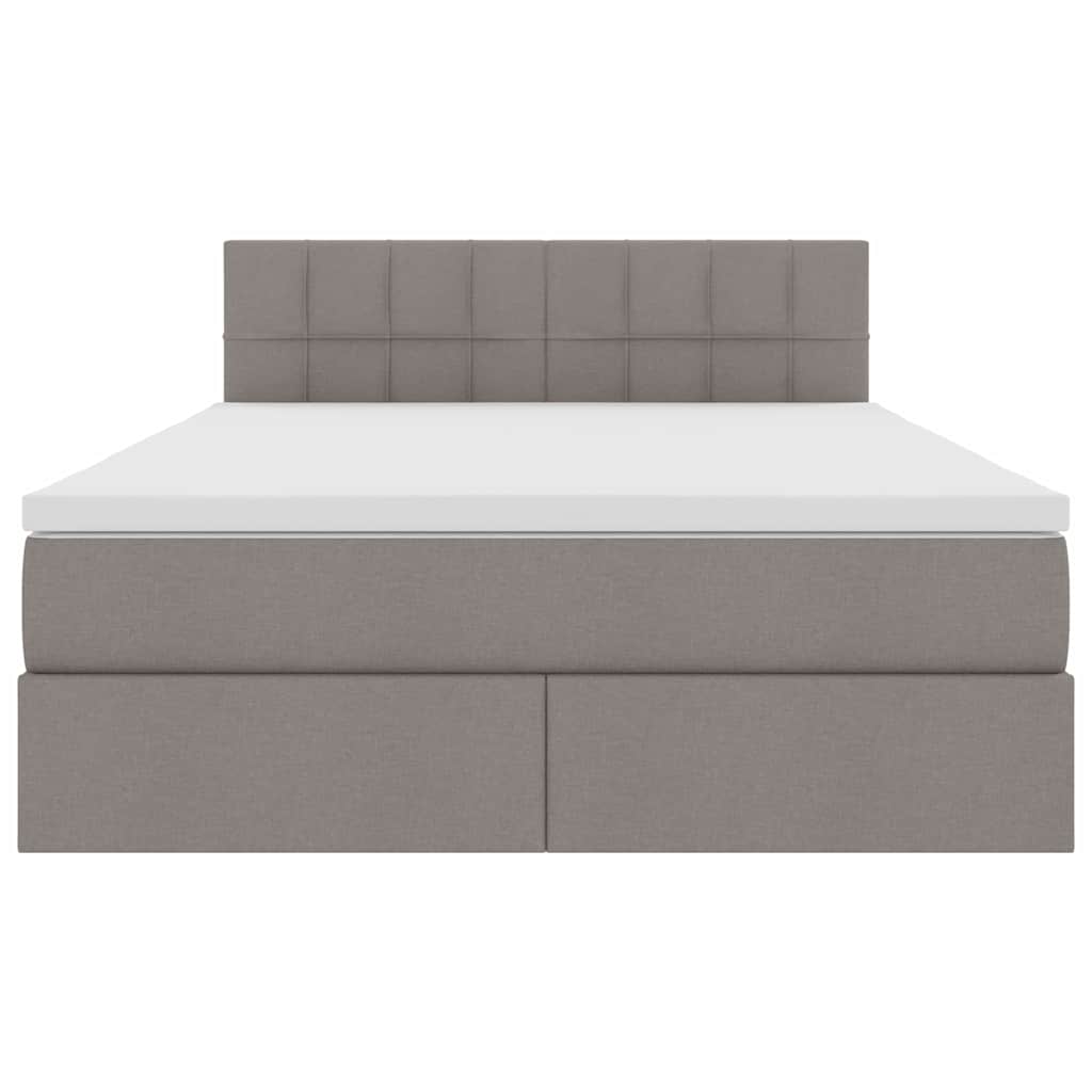 Opbergbed met matras met matras Taupe 140 x 200 cm Bewerkt hout