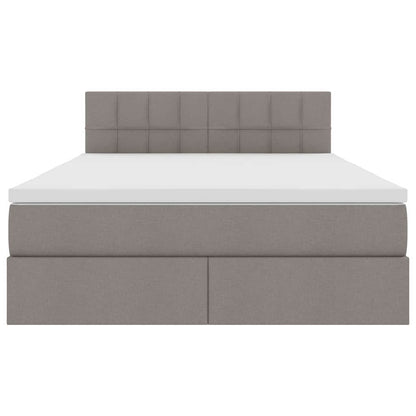 Opbergbed met matras met matras Taupe 140 x 200 cm Bewerkt hout