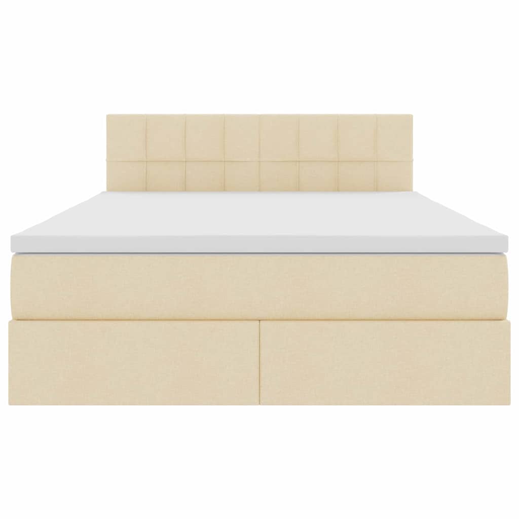 Opbergbed met matras met matras Crème 140 x 200 cm Bewerkt hout