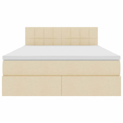 Opbergbed met matras met matras Crème 140 x 200 cm Bewerkt hout