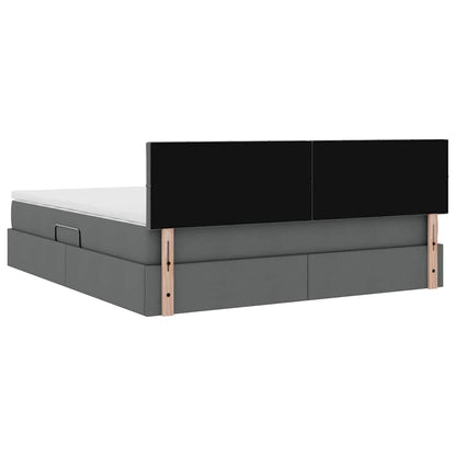 Opbergbed met matras Donkergrijs 160 x 200 cm Bewerkt hout