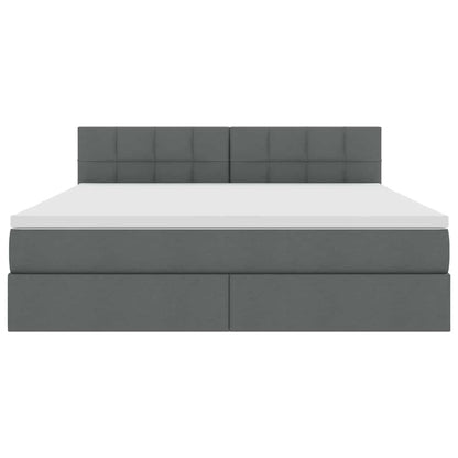 Opbergbed met matras Donkergrijs 160 x 200 cm Bewerkt hout