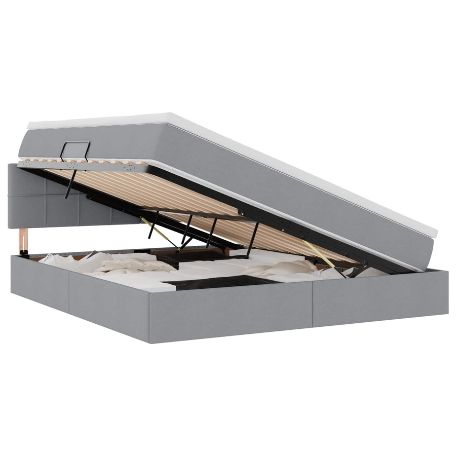 Opbergbed met matras Lichtgrijs 180 x 200 cm Bewerkt hout