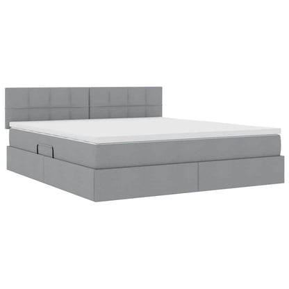 Opbergbed met matras Lichtgrijs 180 x 200 cm Bewerkt hout