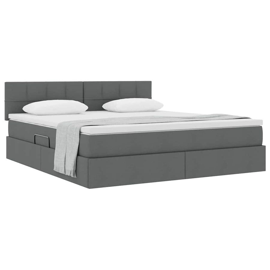 Opbergbed met matras Donkergrijs 180 x 200 cm Bewerkt hout