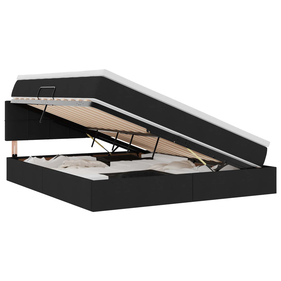 Opbergbed met matras met matras Zwart 180 x 200 cm Bewerkt hout