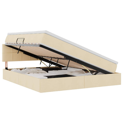 Opbergbed met matras met matras Crème 180 x 200 cm Bewerkt hout