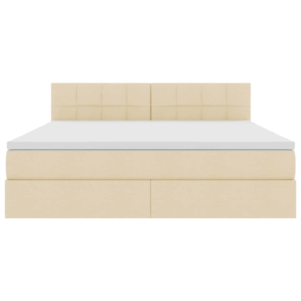 Opbergbed met matras met matras Crème 180 x 200 cm Bewerkt hout