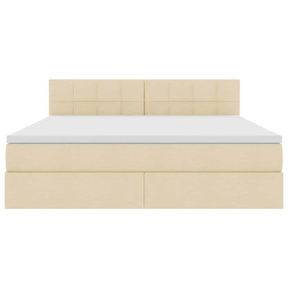 Opbergbed met matras met matras Crème 180 x 200 cm Bewerkt hout