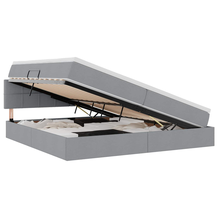 Opbergbed met matras Lichtgrijs 200 x 200 cm Bewerkt hout