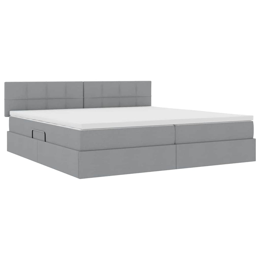 Opbergbed met matras Lichtgrijs 200 x 200 cm Bewerkt hout