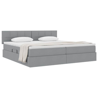 Opbergbed met matras Lichtgrijs 200 x 200 cm Bewerkt hout