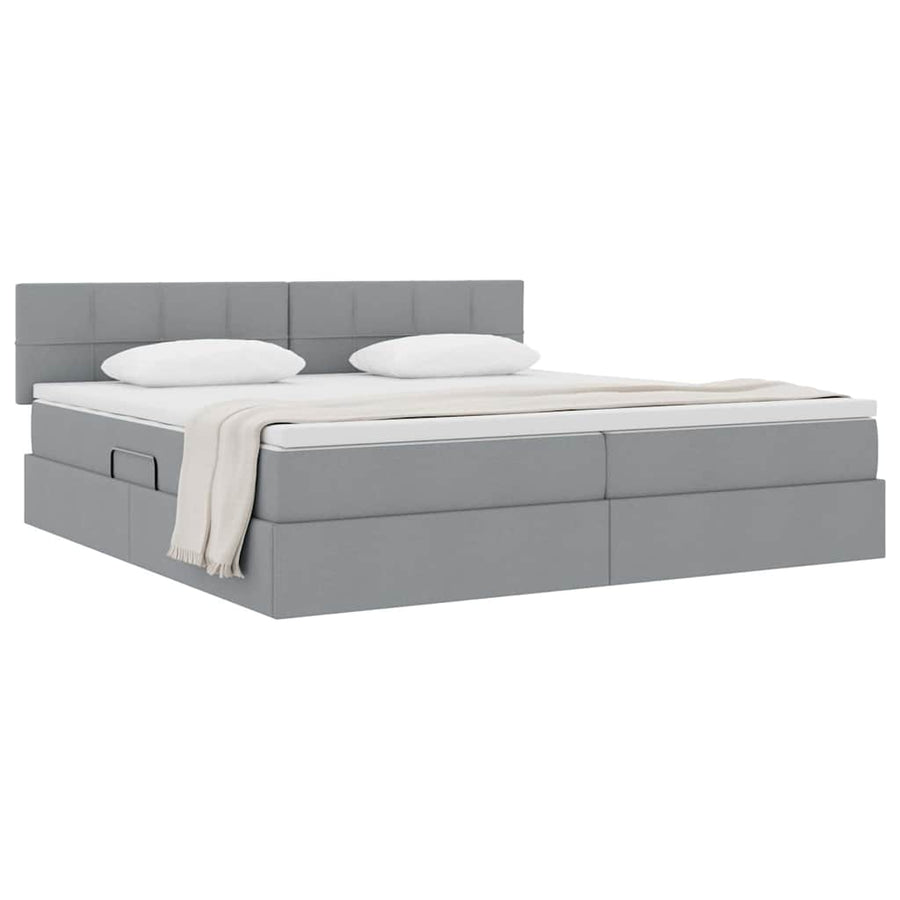 Opbergbed met matras Lichtgrijs 200 x 200 cm Bewerkt hout