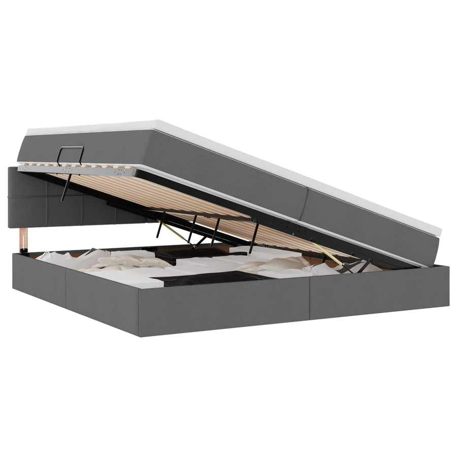 Opbergbed met matras Donkergrijs 200 x 200 cm Bewerkt hout