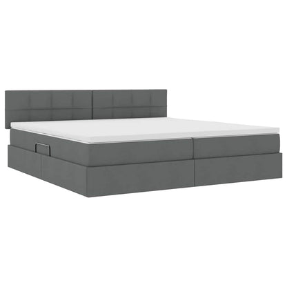 Opbergbed met matras Donkergrijs 200 x 200 cm Bewerkt hout