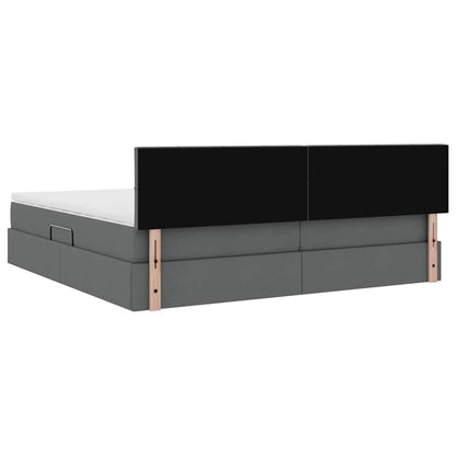 Opbergbed met matras Donkergrijs 200 x 200 cm Bewerkt hout
