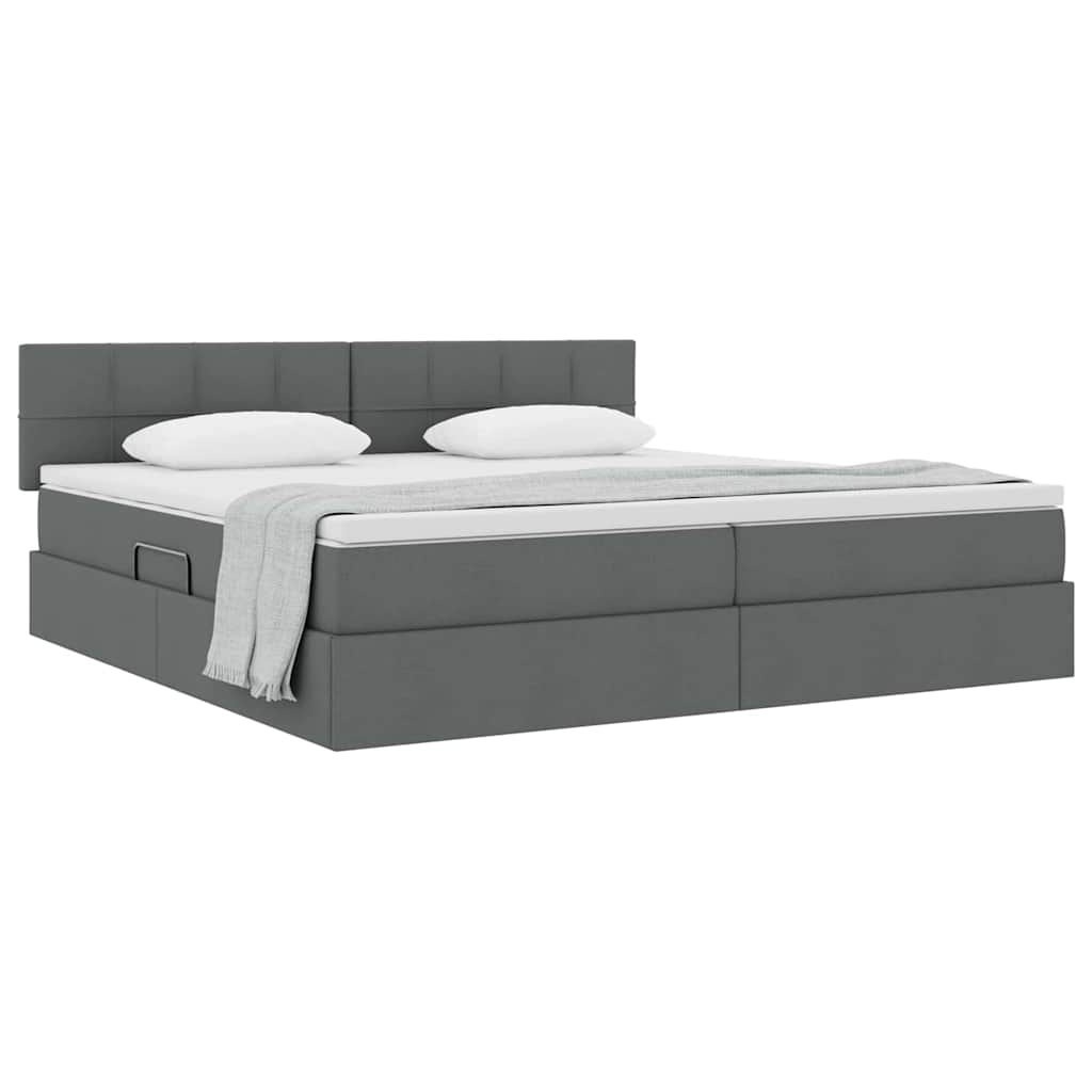 Opbergbed met matras Donkergrijs 200 x 200 cm Bewerkt hout