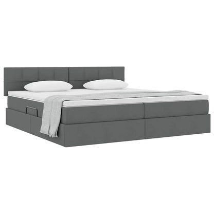 Opbergbed met matras Donkergrijs 200 x 200 cm Bewerkt hout