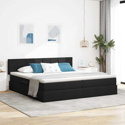 Opbergbed met matras met matras Zwart 200 x 200 cm Bewerkt hout