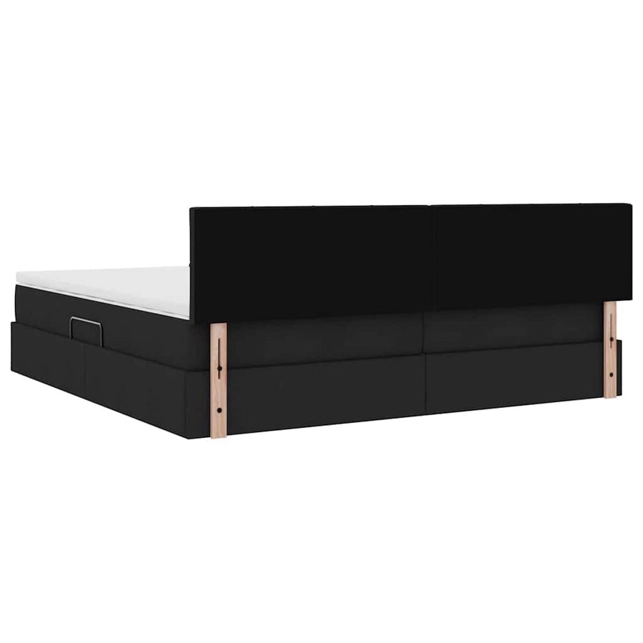 Opbergbed met matras met matras Zwart 200 x 200 cm Bewerkt hout