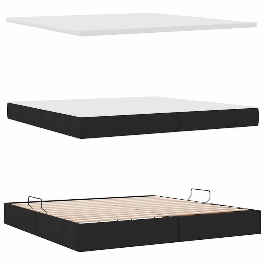 Opbergbed met matras met matras Zwart 200 x 200 cm Bewerkt hout