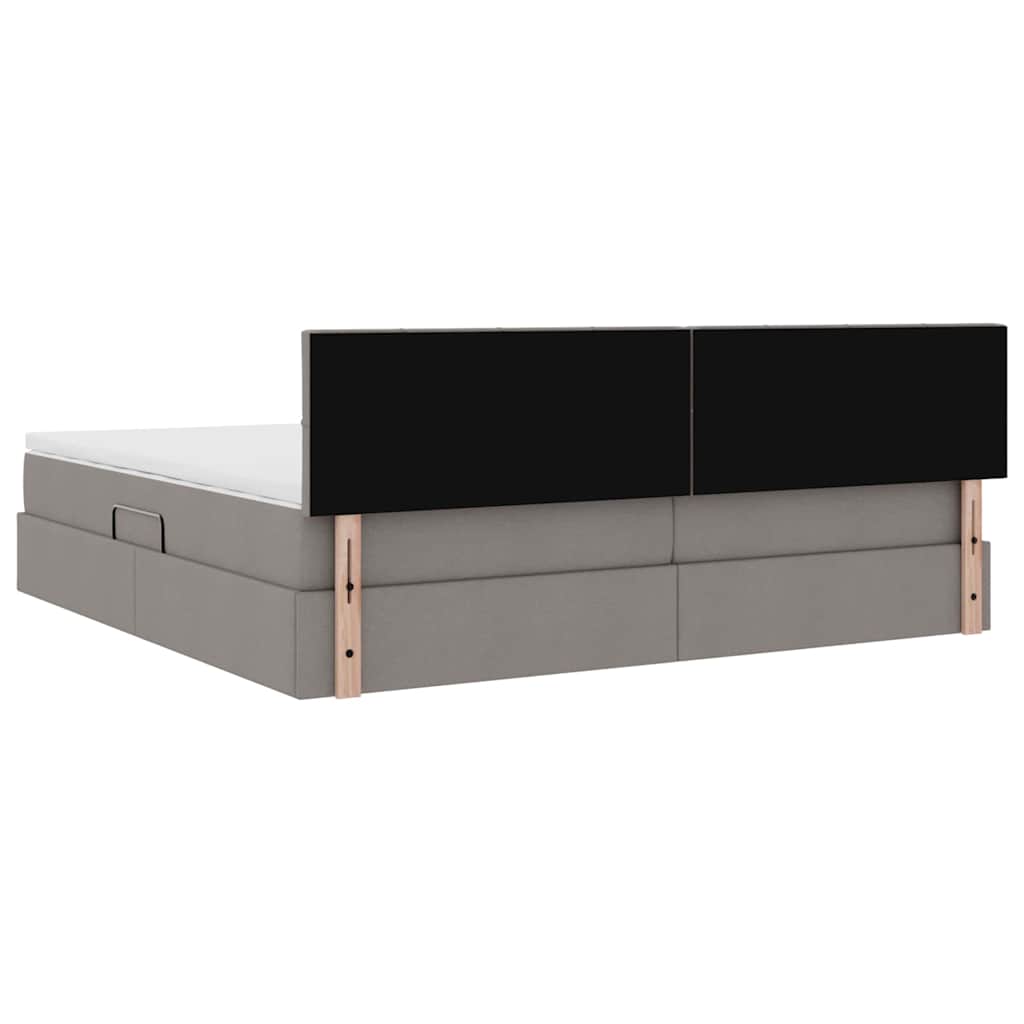 Opbergbed met matras met matras Taupe 200 x 200 cm Bewerkt hout