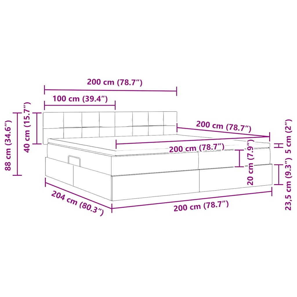 Opbergbed met matras met matras Taupe 200 x 200 cm Bewerkt hout