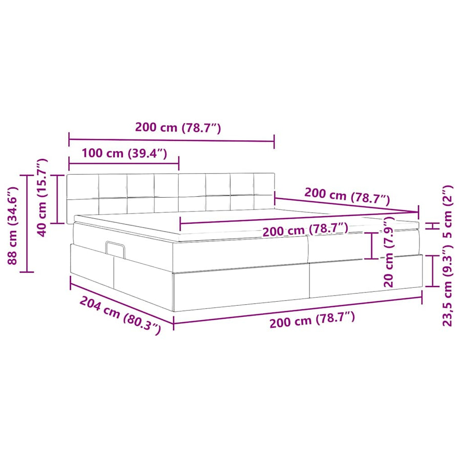 Opbergbed met matras met matras Taupe 200 x 200 cm Bewerkt hout