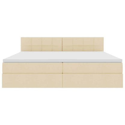 Opbergbed met matras met matras Crème 200 x 200 cm Bewerkt hout