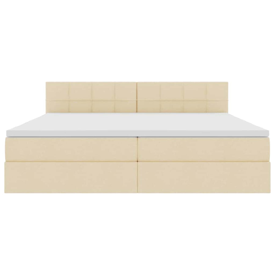 Opbergbed met matras met matras Crème 200 x 200 cm Bewerkt hout