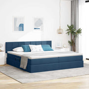 Opbergbed 200x200 cm blauw bewerkt hout