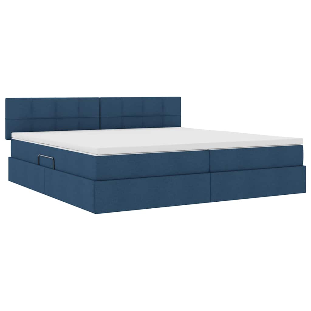 Opbergbed met matras met matras Blauw 200 x 200 cm Bewerkt hout