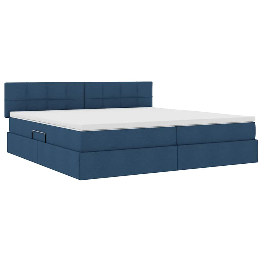 Opbergbed met matras met matras Blauw 200 x 200 cm Bewerkt hout