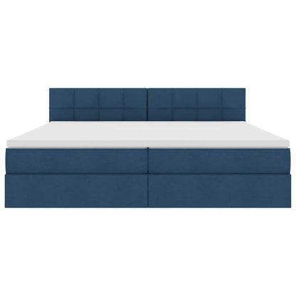 Opbergbed met matras met matras Blauw 200 x 200 cm Bewerkt hout