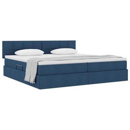 Opbergbed met matras met matras Blauw 200 x 200 cm Bewerkt hout
