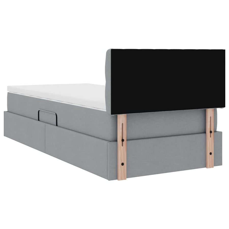 Opbergbed met matras Lichtgrijs 90 x 190 cm Bewerkt hout