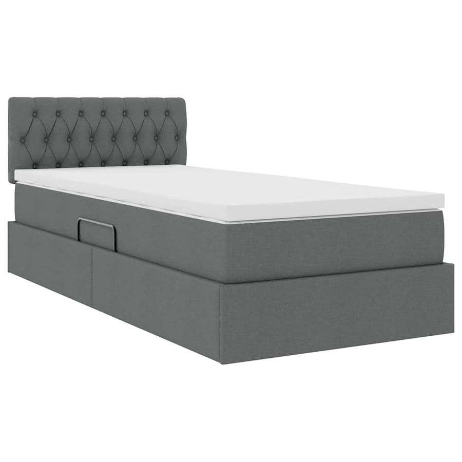 Opbergbed met matras Donkergrijs 90 x 190 cm Bewerkt hout