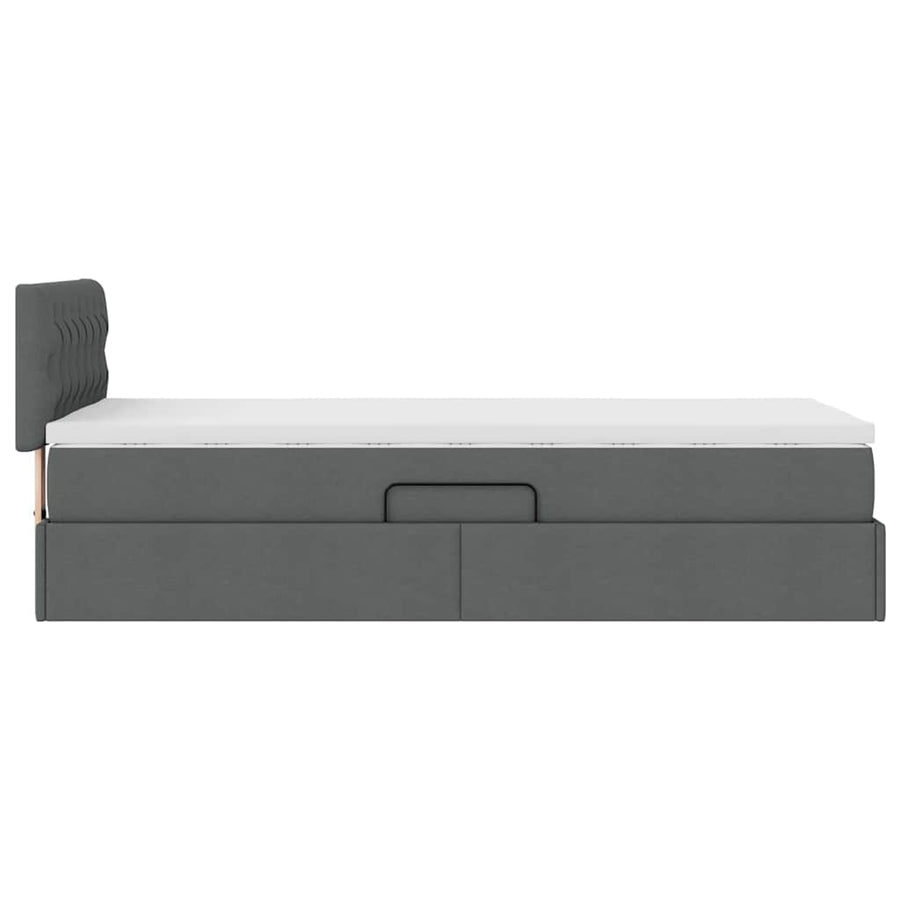 Opbergbed met matras Donkergrijs 90 x 190 cm Bewerkt hout