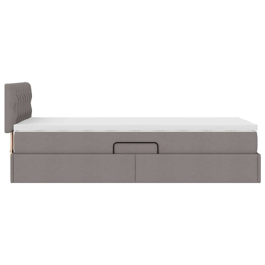 Opbergbed met matras met matras Taupe 90 x 190 cm Bewerkt hout