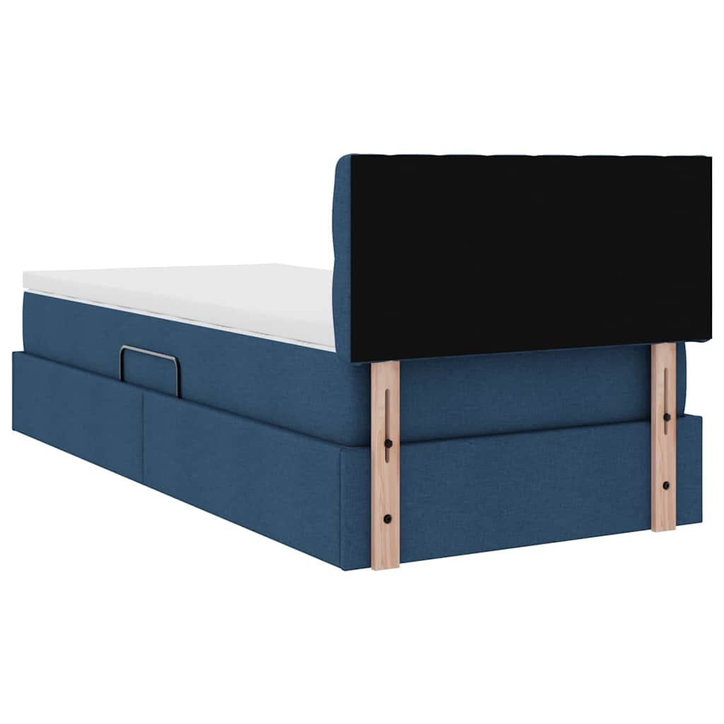 Opbergbed met matras met matras Blauw 90 x 190 cm Bewerkt hout