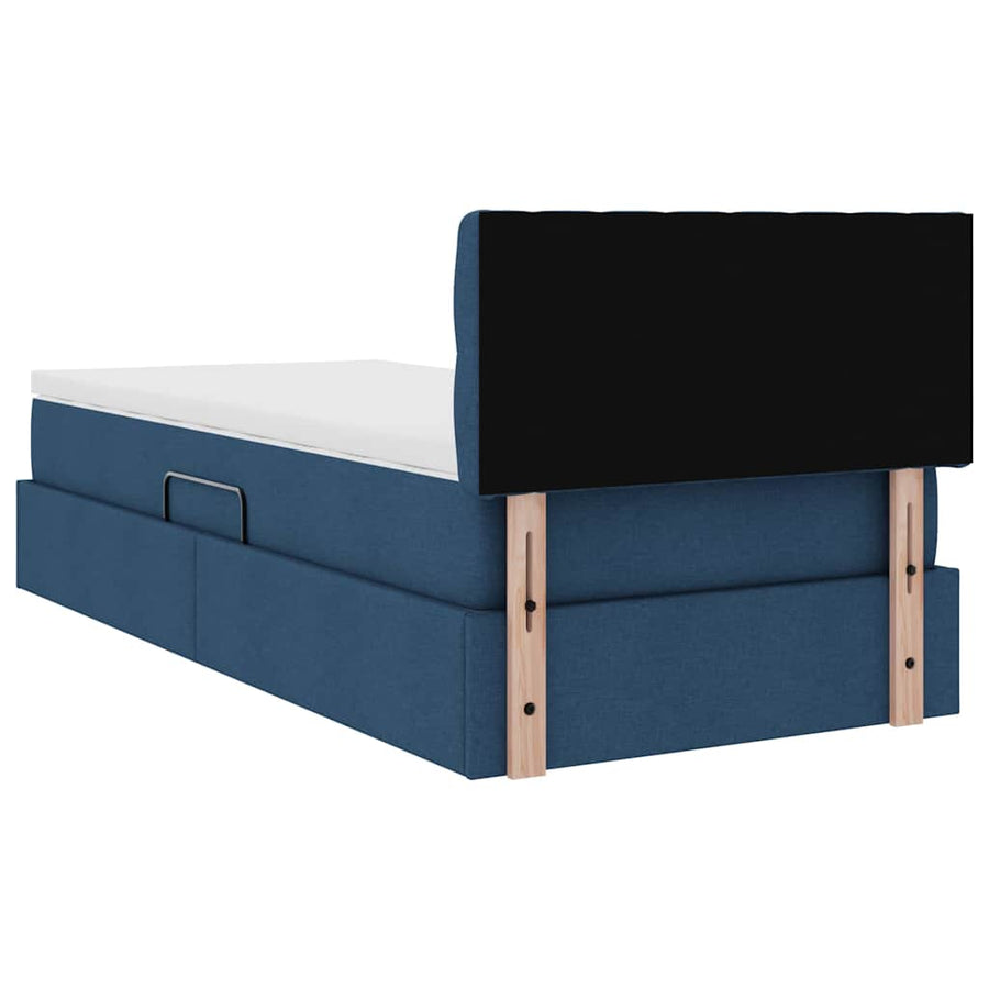 Opbergbed met matras met matras Blauw 90 x 190 cm Bewerkt hout