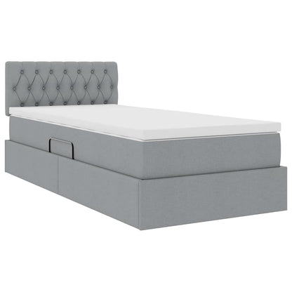 Opbergbed met matras Lichtgrijs 90 x 200 cm Bewerkt hout
