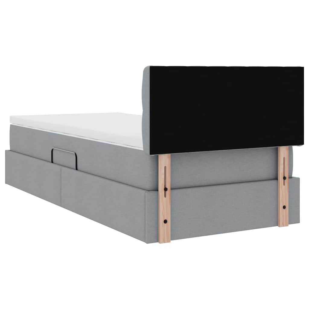 Opbergbed met matras Lichtgrijs 90 x 200 cm Bewerkt hout