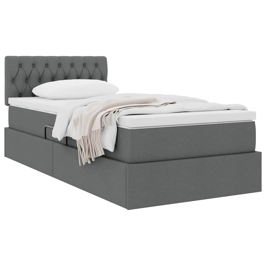 Opbergbed met matras Donkergrijs 90 x 200 cm Bewerkt hout