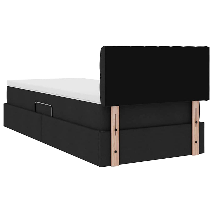Opbergbed met matras met matras Zwart 90 x 200 cm Bewerkt hout
