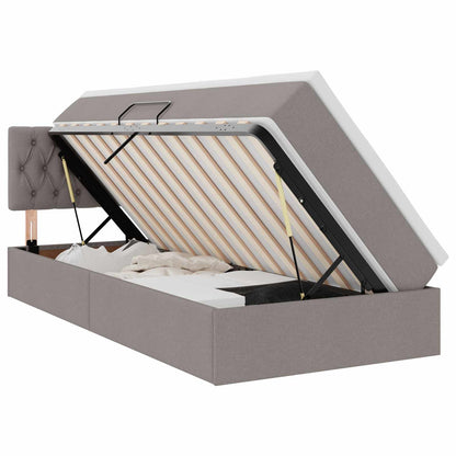 Opbergbed met matras met matras Taupe 90 x 200 cm Bewerkt hout